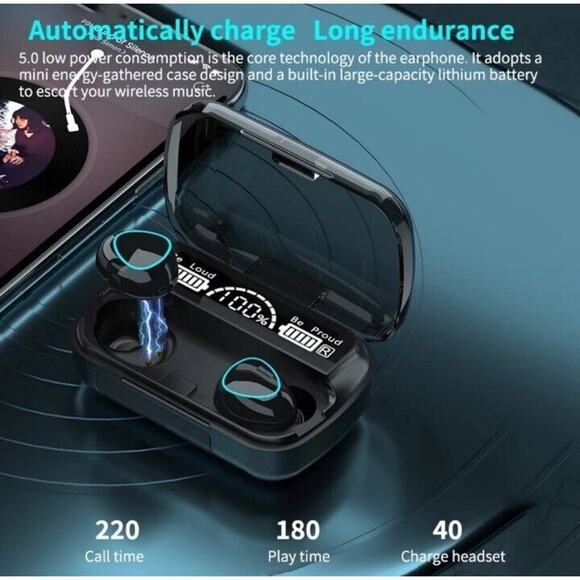 2025 Bluetooth 5.3 Headphones Earbuds for Apple & Android + Charging Case - NEW! - Picture 4 of 9